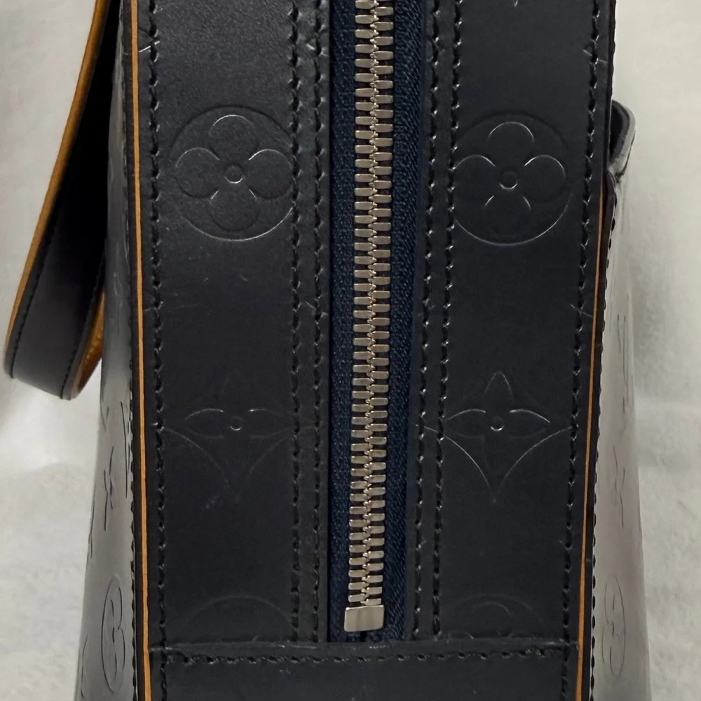 Louis Vuitton Navy Embossed Monogram Leather Briefcase